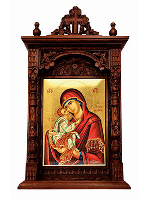 CARVED WOODEN ICONS 3-DIMENSIONAL CANOPIES WITH SILKSCREEN
